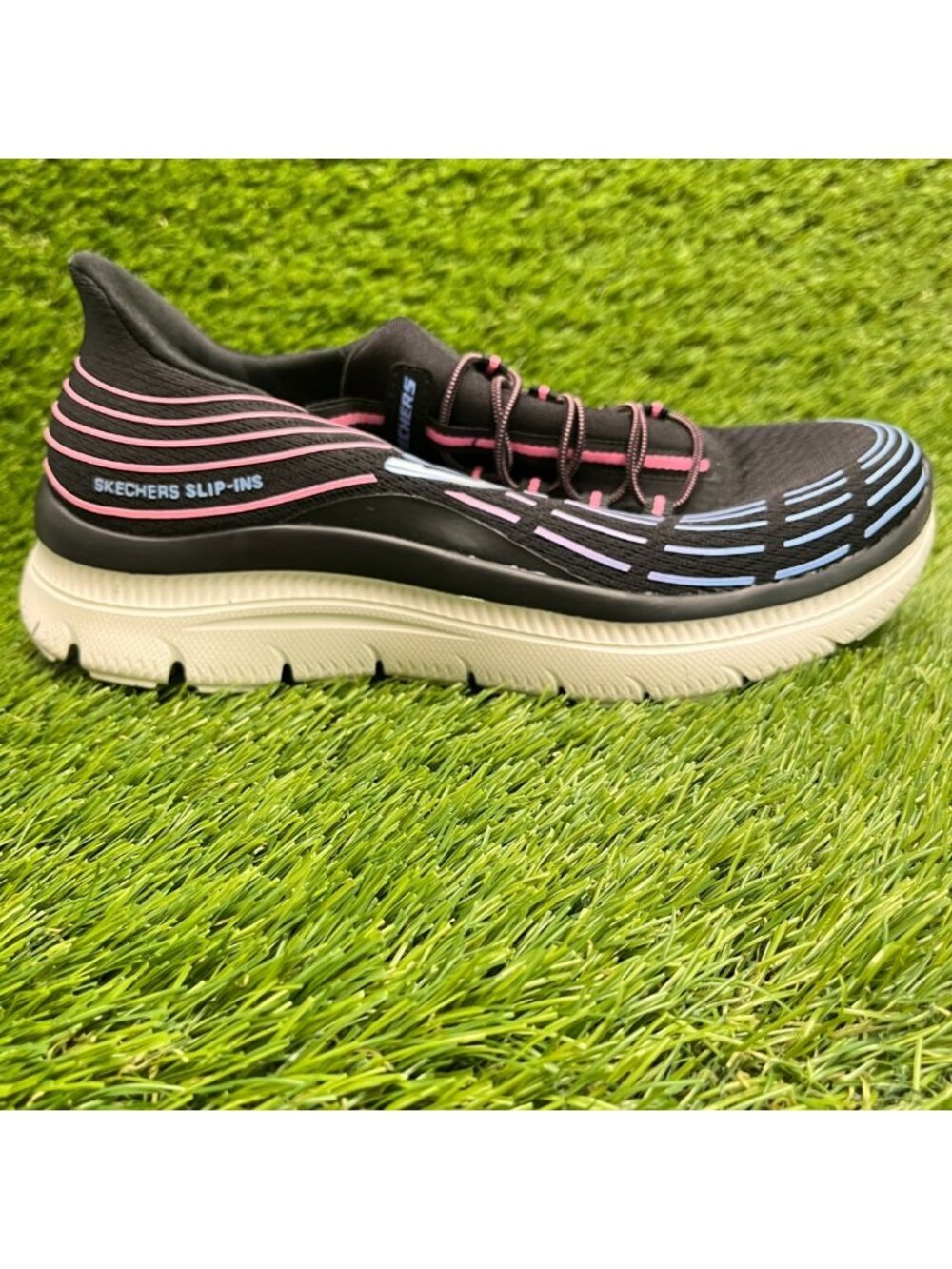 Skechers Summits Plus Womens Size 6 Black Blue Athletic Running Shoes Sneakers